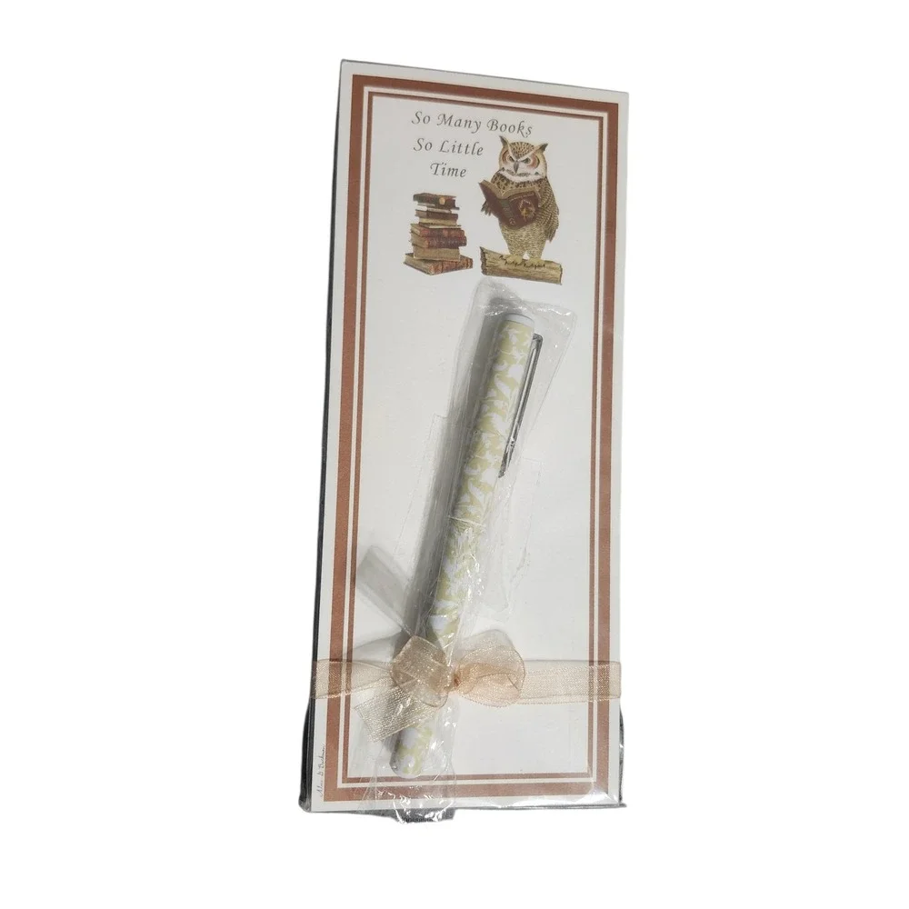 Alice's Cottage Owl Magnetic Notepad and Pen Gift Set So Many Books Stationery